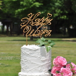 ”Happy Wedding”ハート　無塗装 ケーキトッパー「結婚しました」結婚式  ケーキ