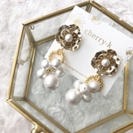 metal flower cotton pearl bubble pierce