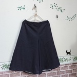 *濃紺*ストレッチデニムのショート丈ワイドパンツ**Ｌ～2Ｌ*