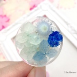 【送料無料】 ソーダ水♡紫陽花とイモーテルのポニーフック（ヘアゴム、ブローチ）