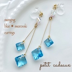 涼やかに揺れる💙アクアマリンスワロフスキー✨イヤリング