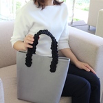 グレープハンドル  トート  バック  グレー