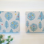 北欧の森(ナチュラル)のファブリックパネル 20cm×20cm 2枚セット