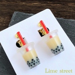 タピオカミルクティーイヤリング（ピアス）