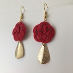 水引 和 雫ピアス red 着物や浴衣に。