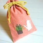 鉢植え刺繍の巾着