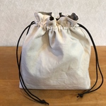[再販] 大人 リバーシブル 巾着バッグ ワックスコード 濃いめベージュ×きなり 
