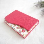 本革とリバティの名刺入れ  コチニールピンク