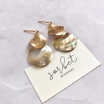華やかメタル×シェルプレートのゆらゆらピアス✴︎イヤリング