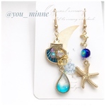 夜空を詰めた貝/ピアス/ノンホールピアス