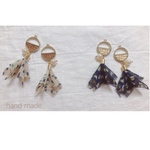 ラタンチャームとシフォンタッセルのピアス♡イヤリング
