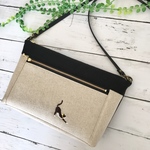 ♦ 長財布と必要な小物がすっぽり収まるショルダー ♦ 猫 刺繍