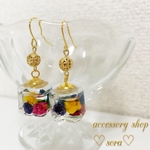 ♡再販×10♡５色のかすみ草ハーバリウムピアス／イヤリング