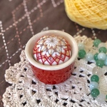 手まりの針刺し  草木染め赤陶器ver.