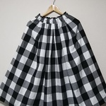 白黒ブロックチェック☆綿☆タックスカート 