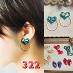 1点のみNo.322☆2Way 大人可愛い ハートレジン (水色)ピアス＆イヤリング