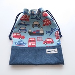 〈25×20〉裏地付 乗り物柄①(ライトブルー)     