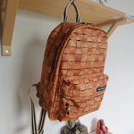 再販　革柄のリュック　11号帆布　