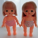 メルちゃんサイズ　パンツ２枚セット　ピンク小花　チェック