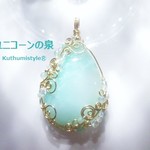 クリソプレーズペンダント（ワイヤージュエリー☆ワイヤーアクセサリー☆ワイヤーラッピング天然石ネックレス）