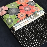 ビビッドカラーのお花柄(黒)＊御朱印帳入れ
