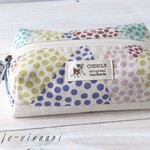 aki・・・様ご注文品*さんかく山とカラフル水玉*ボストン型ポーチ＊ペンケース*北欧*バンビ⁑帆布