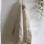 キッチンクロス・茶／白耳リネン