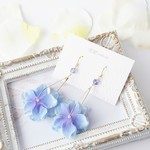 紫陽花のしずくフープ(ブルー) ピアス＆イヤリング
