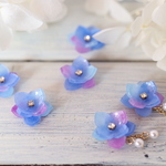 青い紫陽花＊ゆらりパールピアス／イヤリング