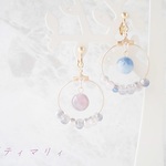＊紫陽花カラー＊フープに揺られるストーンビーズのイヤリング