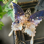 きらめく夜の街・蝶バレッタ（Sparkling night city  butterfly hair ornaments）