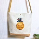 【送料無料】手染め紅型/パイナップルのサコッシュ/pineapple 