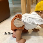 さらっとリネンのふっくらかぼちゃパンツ（柿色）