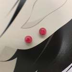 【3077】ピンク赤雲　小さいステンレスピアス 