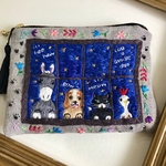 窓から覗くブレーメンの音楽隊刺繍ファスナーポーチ♪
