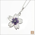 春の桜　押し花のペンダント チェーン41cm