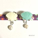 帯留「貝」(パール）水色