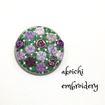 eri-1408様オーダー品☆パープルのバラの手刺繍のブローチ