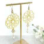 再販　水引ピアス/イヤリング　～花ゆれる～　白金