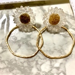 SALE おおぶり クリアフラワーのピアス