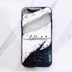 iphoneX XS XSMax XR Galaxys10対応　大理石風ケースに名前入れ