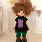 オビツ11用 Tシャツ(黒×プリント3)