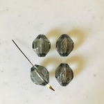 Vintage Clear Black Faceted Hexagon Beads《5362》