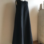 バイオウォッシュ加工リネンBKで作ったフレアマキシワンピース
