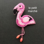 SALE❗️フラミンゴのビーズ刺繍ブローチ