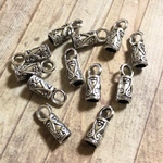 12個 コードエンドキャップ ビーズ シルバー