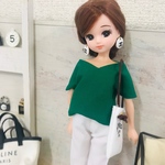 リカちゃん服♡Ｖネックグリーン色カットソー♡単品♡リアルクローズ  