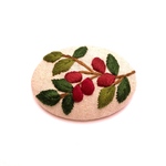 赤い実 刺繍 ブローチ  