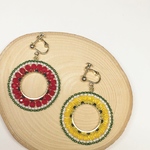 【SALE】ファイヤーポリッシュのサークルイヤリング＜スイカ赤・黄色＞