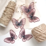 刺繍バタフライC ピンク＊2個　蝶々 レース 